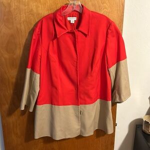 Coldwater Creek red and tan snap front jacket